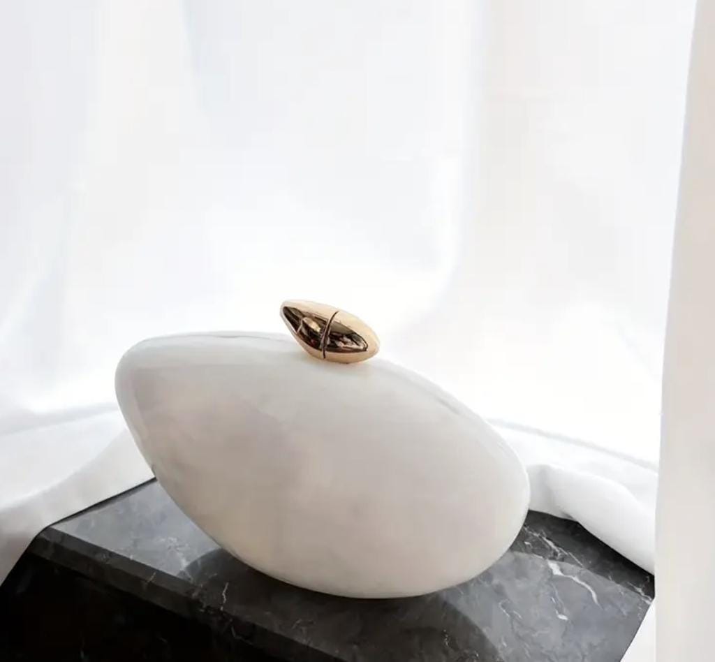 Minimalist Brown Acrylic Clutch: Pearl Chain Strap Evening Bag