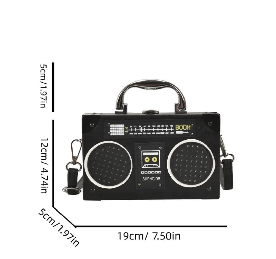 Mini Radio Crossbody Bag: PU Leather Novelty Purse