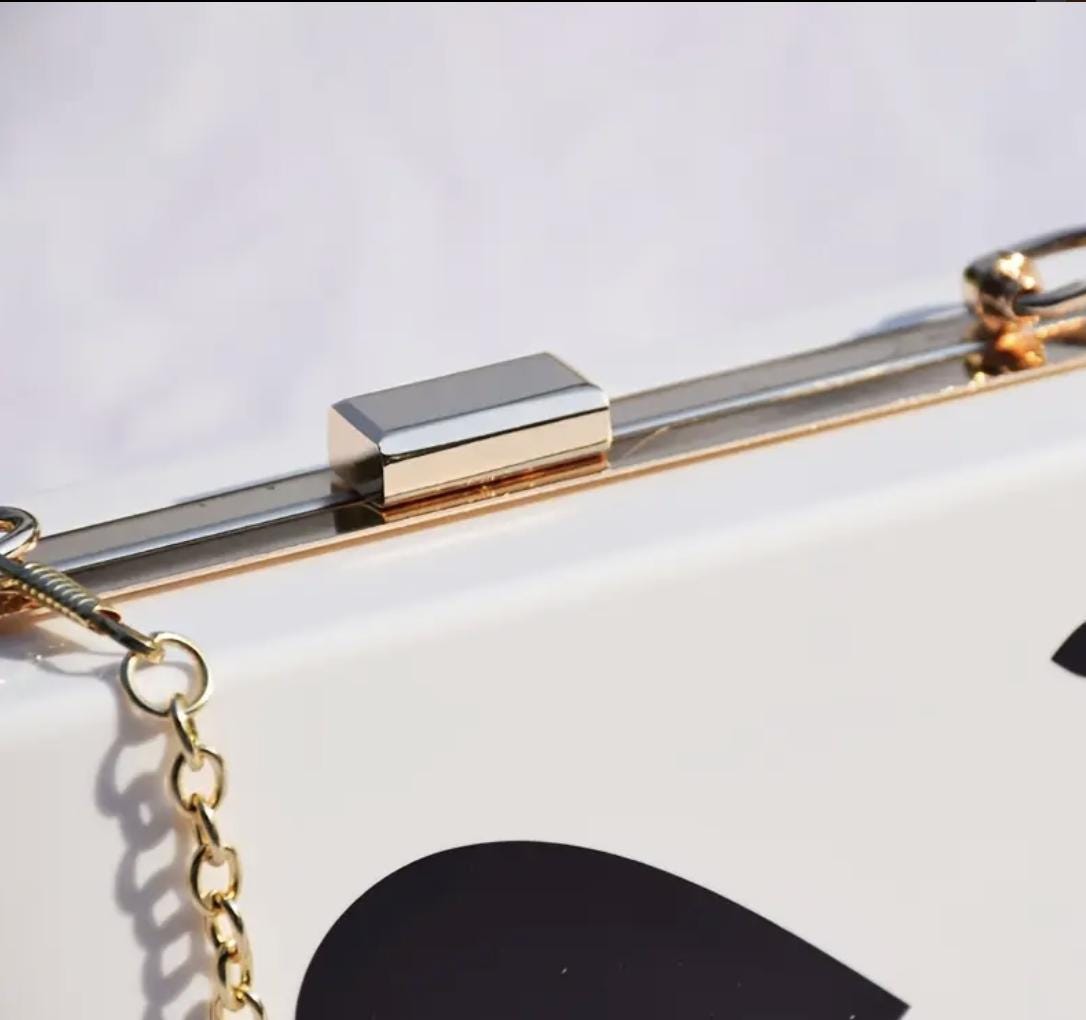 Acrylic Ace of Spades Clutch Purse: Geometric Print Crossbody Bag