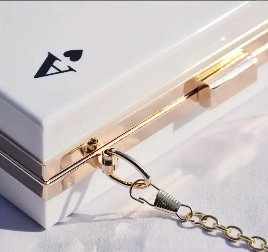 Acrylic Ace of Spades Clutch Purse: Geometric Print Crossbody Bag