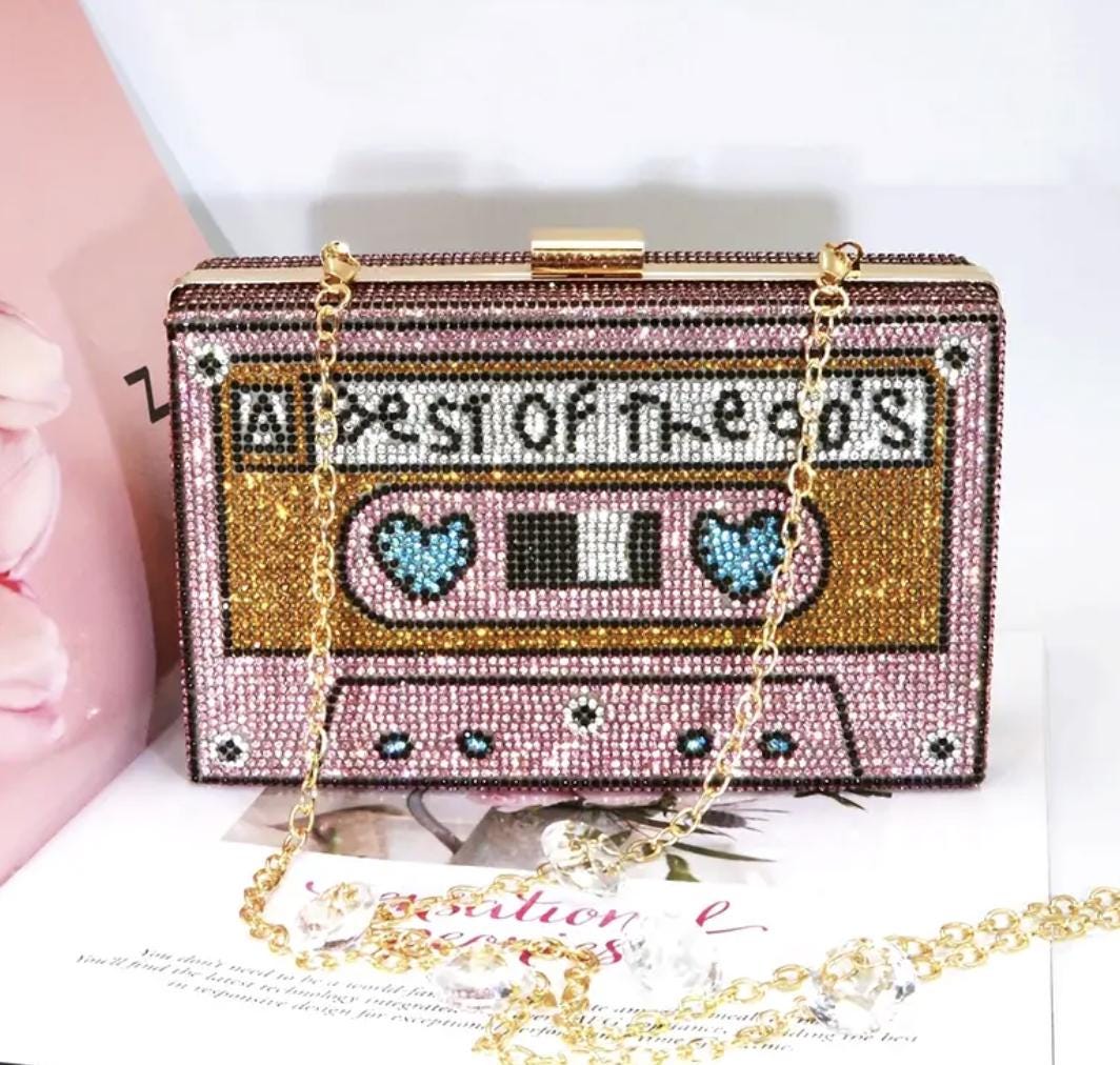 Rhinestone Cassette Tape Bag | 90s Retro Shoulder Bag