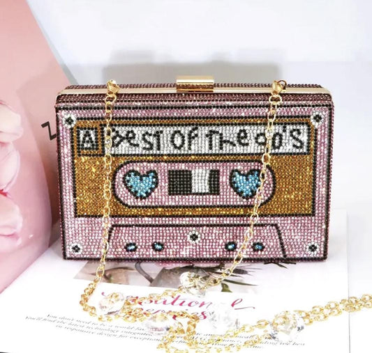 Rhinestone Cassette Tape Bag | 90s Retro Shoulder Bag