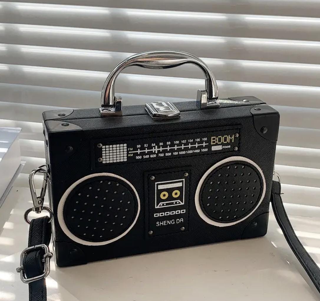 Mini Radio Crossbody Bag: PU Leather Novelty Purse