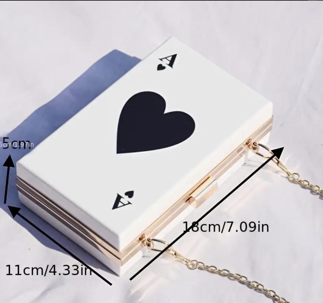 Acrylic Ace of Spades Clutch Purse: Geometric Print Crossbody Bag