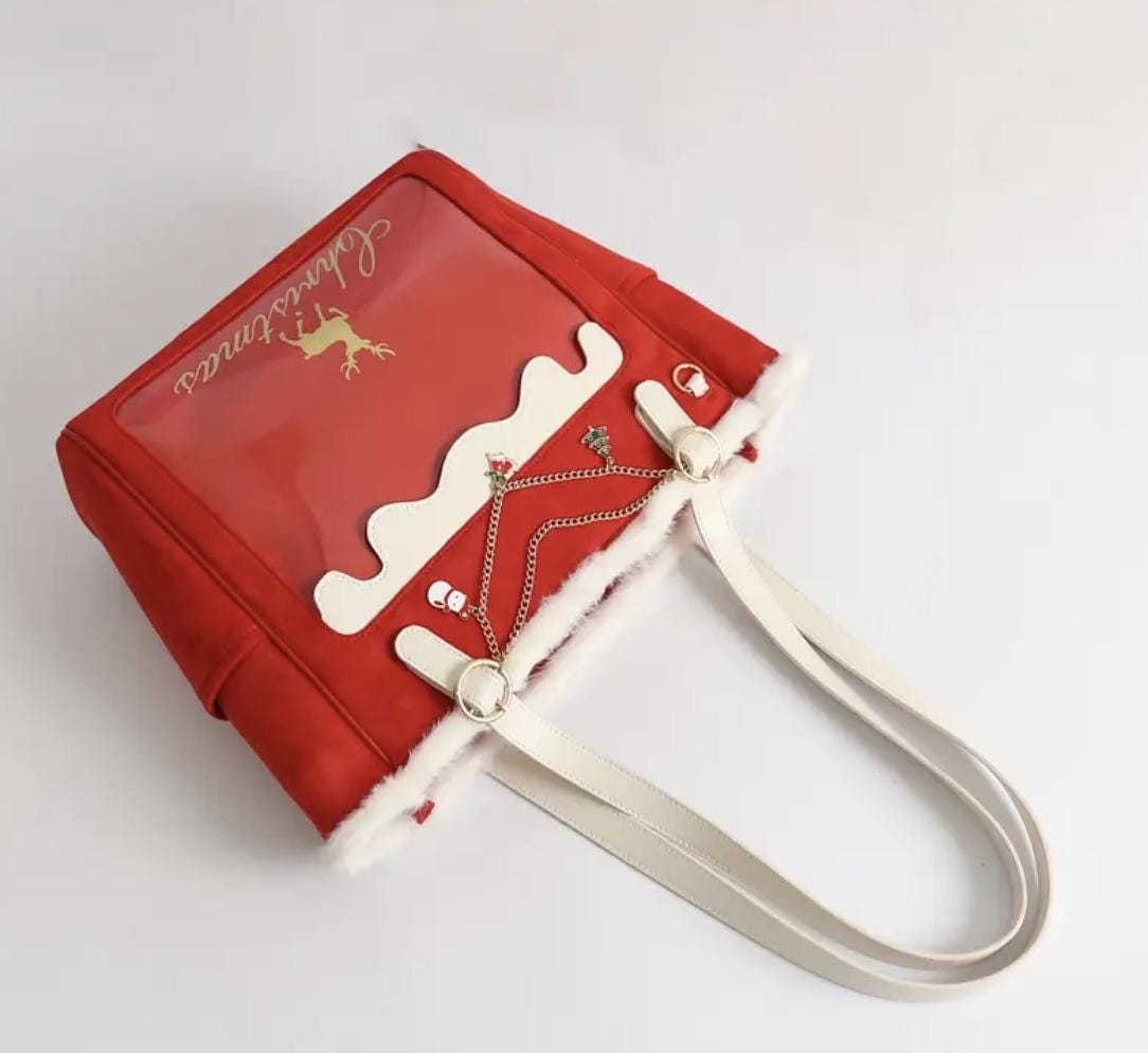 Reindeer Christmas Tote Bag: Festive Faux Leather Holiday Purse