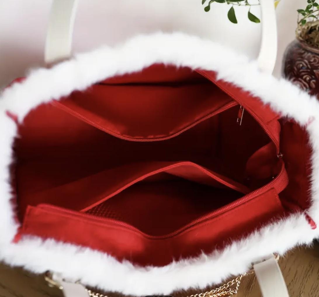 Reindeer Christmas Tote Bag: Festive Faux Leather Holiday Purse