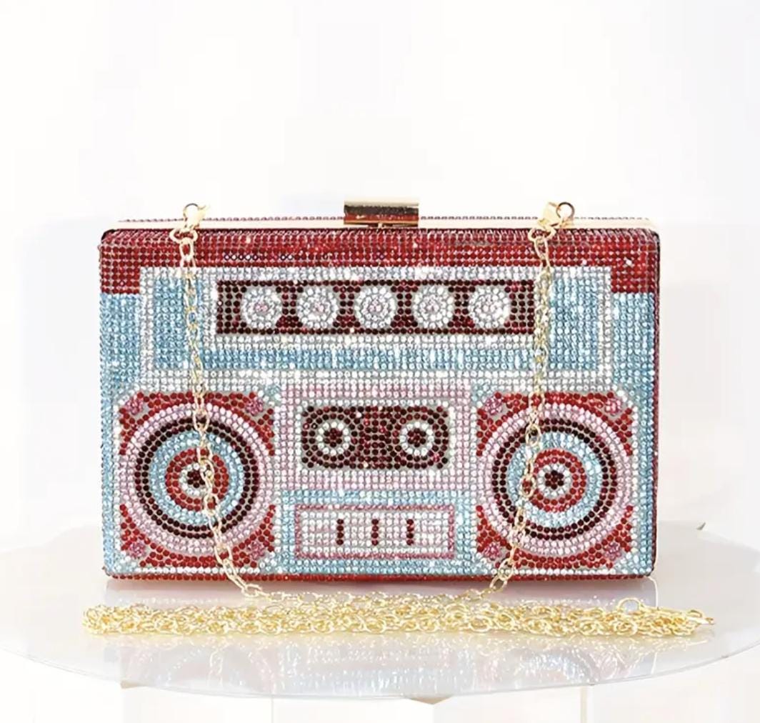 Rhinestone Cassette Tape Bag | 90s Retro Shoulder Bag