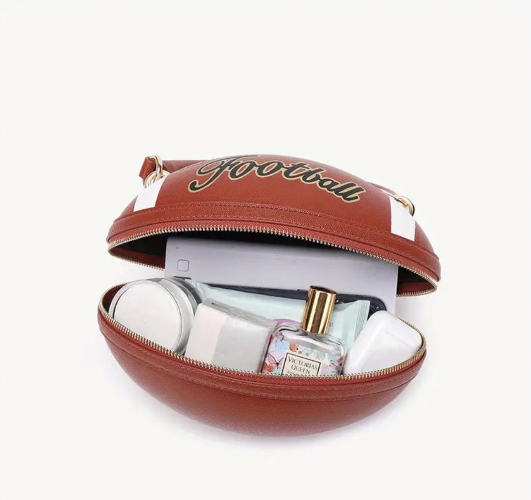 Football Purse: American Football Crossbody Bag, Adjustable Strap