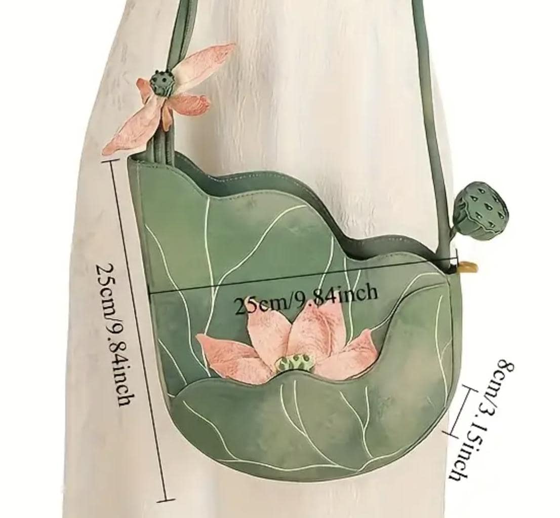 Embroidered Lotus Shoulder Bag: Chinese Style Floral Handbag