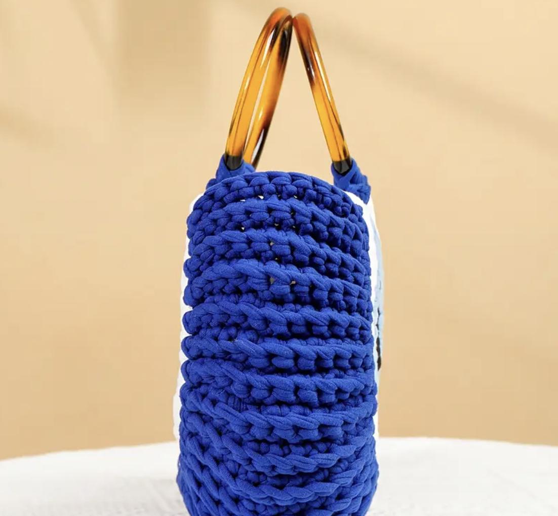 Boho Evil Eye Crochet Bag: Handmade Woven Tote with Tassel