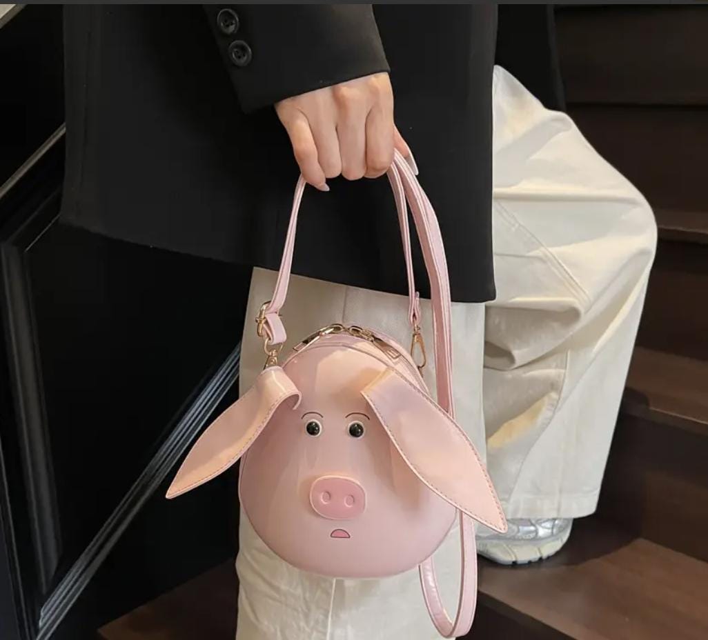 Flying Pig Crossbody Bag – Pink Cartoon Animal Purse