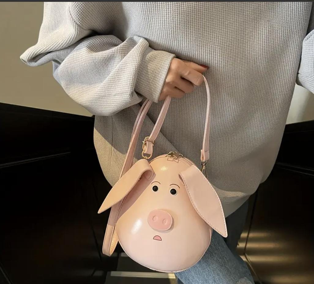 Flying Pig Crossbody Bag – Pink Cartoon Animal Purse
