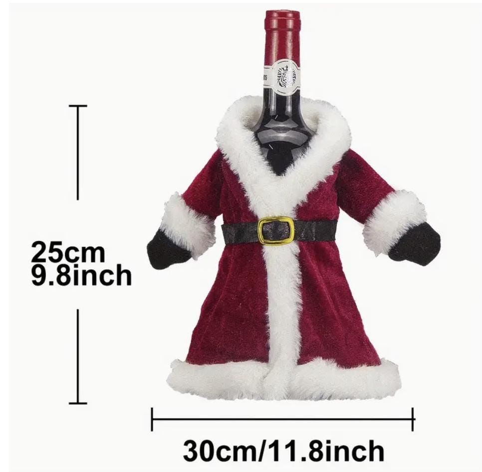 Christmas Santa Wine Bottle Cover Set – Knitted Decoration & Gift Sleeve
