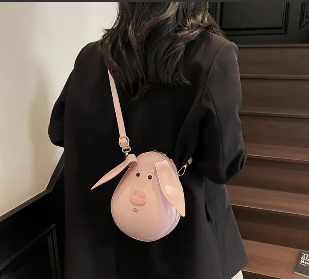Flying Pig Crossbody Bag – Pink Cartoon Animal Purse