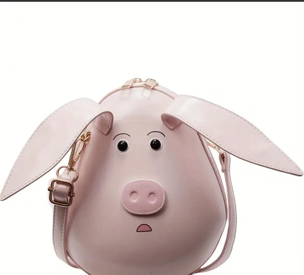 Flying Pig Crossbody Bag – Pink Cartoon Animal Purse