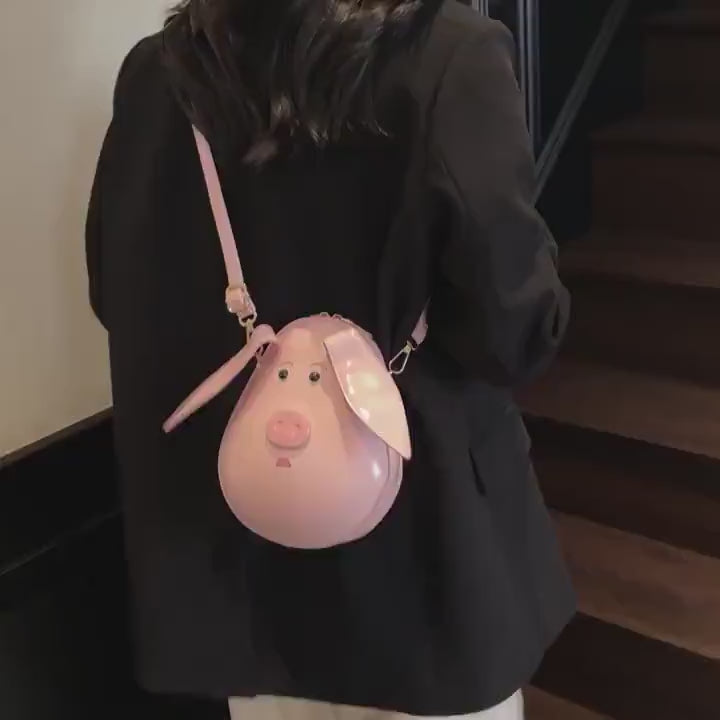 Flying Pig Crossbody Bag – Pink Cartoon Animal Purse