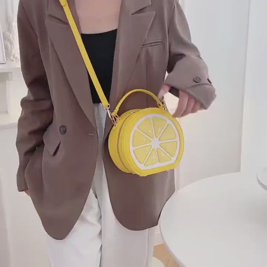 Lemon Crossbody Bag: Embroidered Geometric Y2K Purse